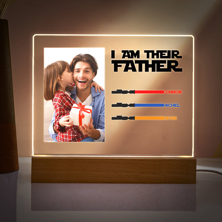 Personalized I Am Their Father Night Light Photo Acrylic Light Saber Plaque Father's Day Gifts