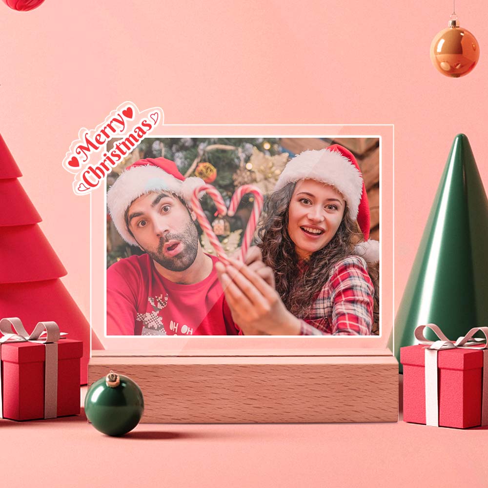 Custom Merry Chirstmas LED Photo Night Light For Couple Desk Top Decoration