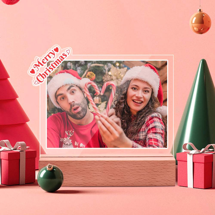 Custom Merry Chirstmas LED Photo Night Light For Couple Desk Top Decoration