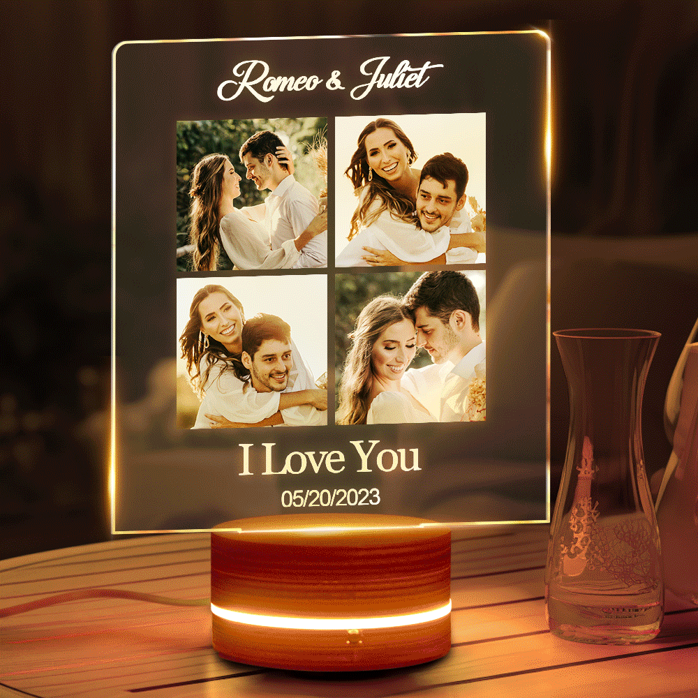 Valentine's Day Night Light Custom Pictures Night Light Engraved Lamp
