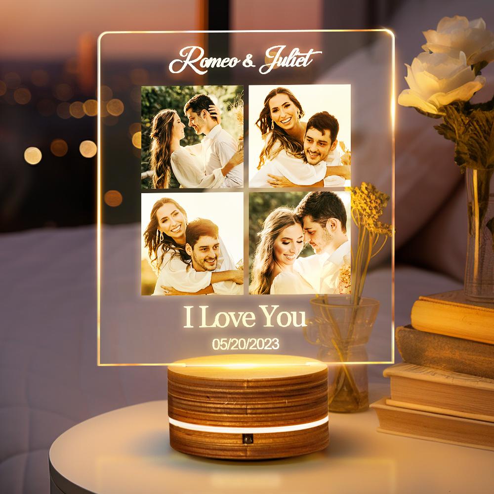 Valentine's Day Night Light Custom Pictures Night Light Engraved Lamp