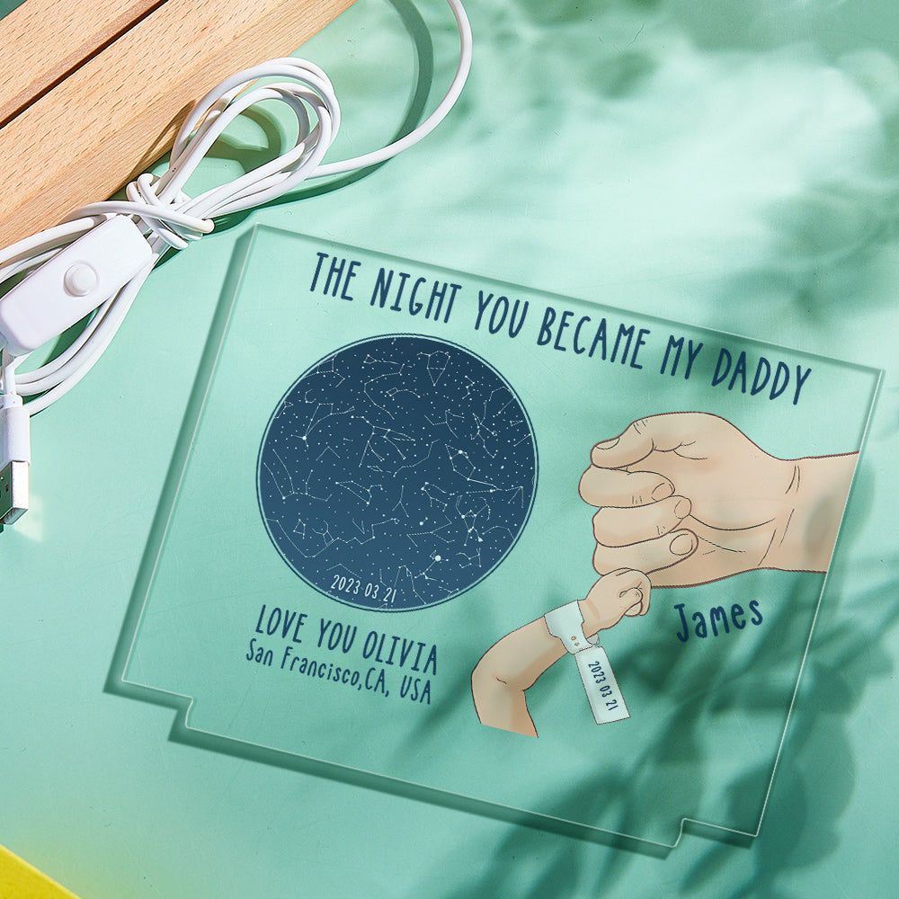 Custom Star Map Night Light Personalized Name The Night You Became My Daddy For Fayher¡®s Day Gifts