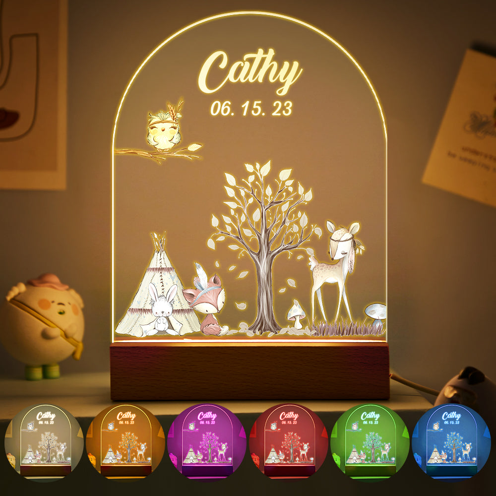 Custom Name Christmas Tree Personalized Santa Elk Night Light Bedroom Christmas Gift 3D Room Decor Night Light Desk Lamp Night Light Gift