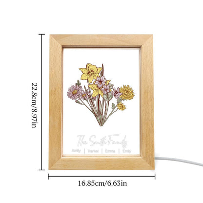 Personalized Birth Flower Bouquet Names LED Light Gift for Mom