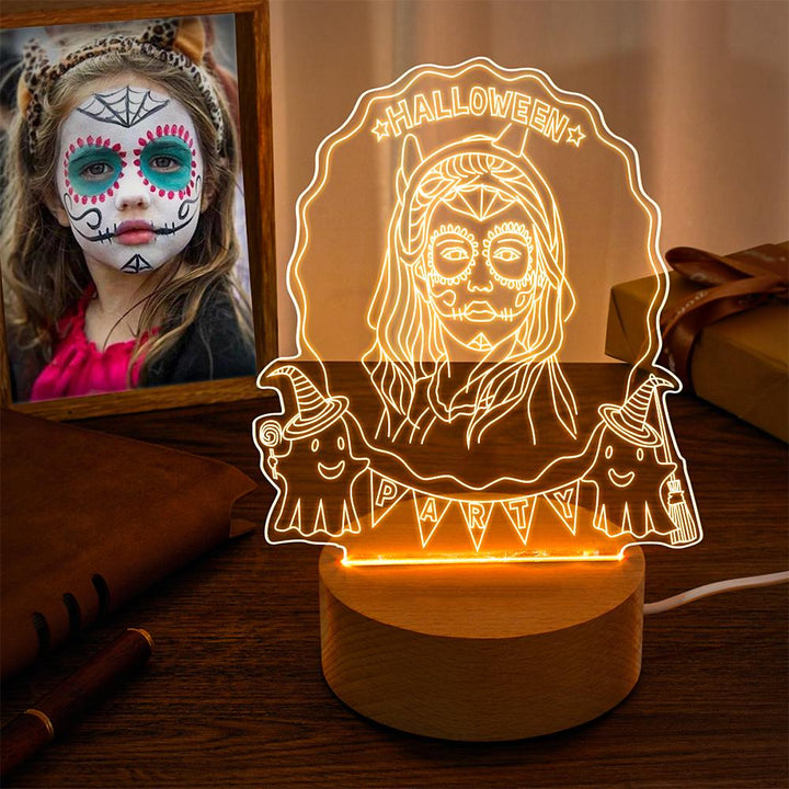 Custom 3D Photo Halloween LED Night Light Custom Halloween Lamp Decor Gift for Halloween