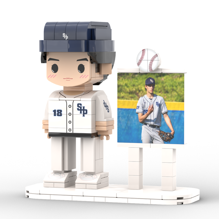 Full Body Customized 1 Person Brick Figures with Photo Baseball Theme Gift Birthday Gift Valentines Gift Father's Day Gift for Ballplayer
