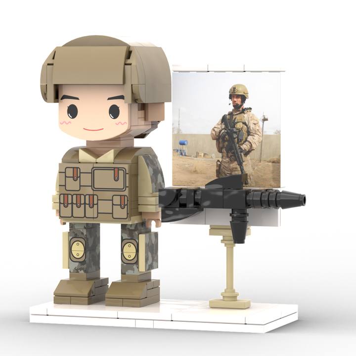 Full Body Customized 1 Person Brick Figures with Photo Soldier Theme Gift Birthday Gift Valentines Gift Father's Day Gift