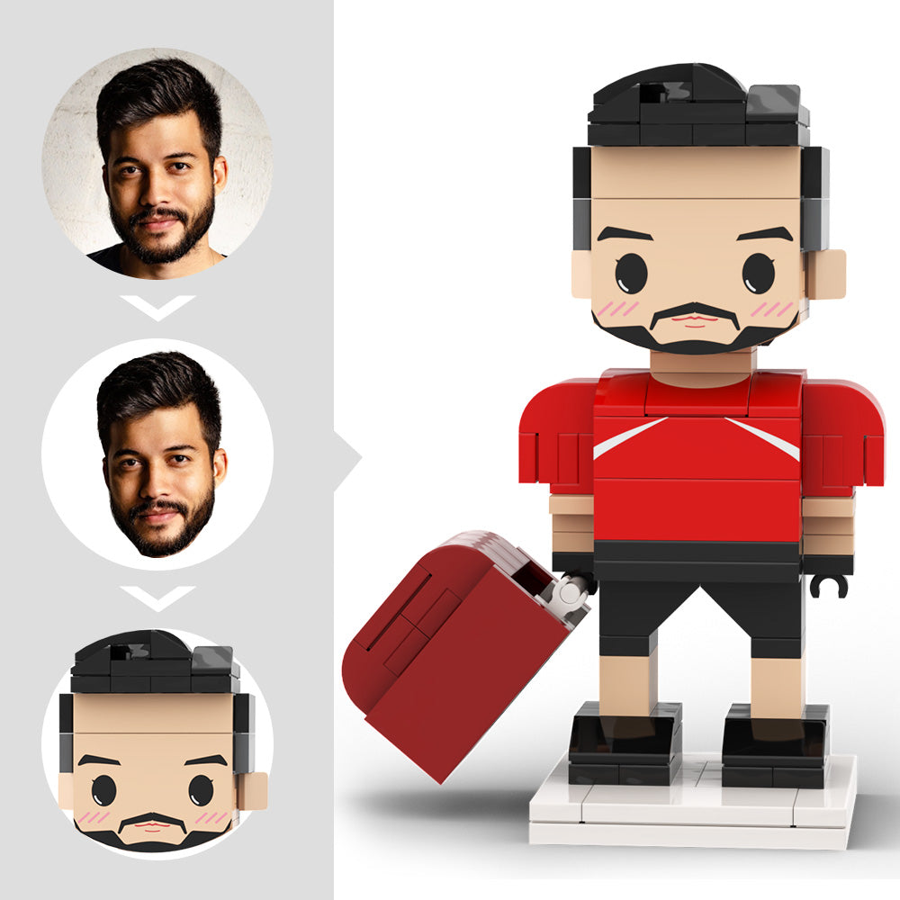 Custom Head 1 Person Cute Football Palyer Brick Figure Birthday Gift Anniversary Gift for Him
