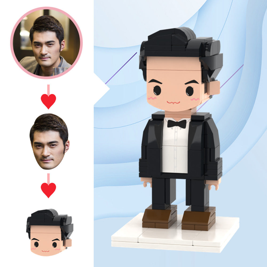 Wedding Gifts Black Dress Brick Figures Custom Head Cute Brick Figures Small Particle Block Toy