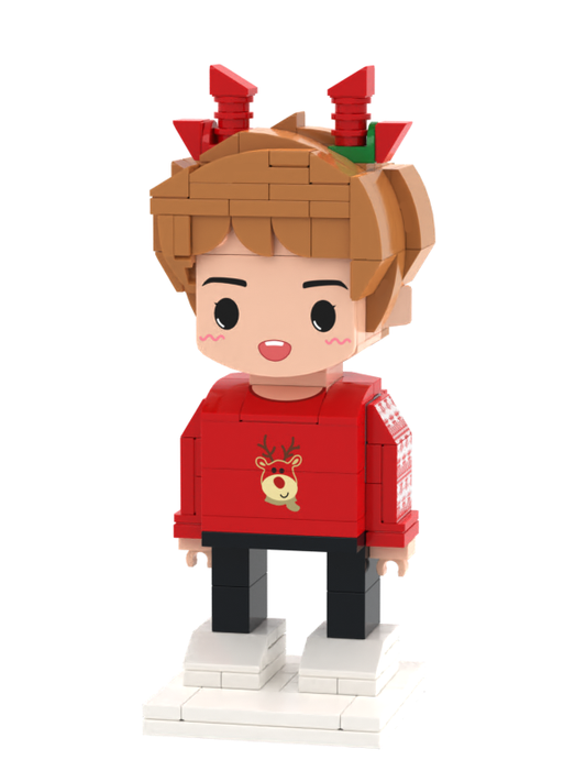 Christmas Gifts Custom Head Cute Brick Figures Personalized Christmas Elk Boy Brick Figures Small Particle Block Toy
