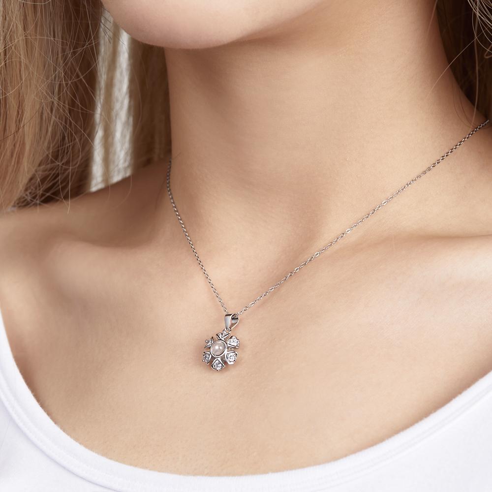 Custom Projection Necklace Personalized Flower Photo Necklace 925 Sterling Silver