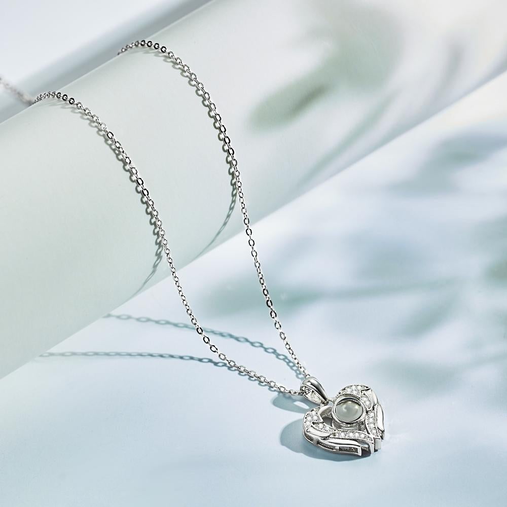 Personalized Angel Wings Photo Projection Necklace