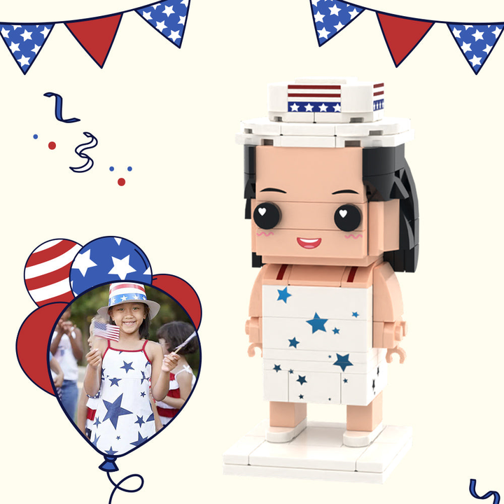 Independence Day Commemorative Gift for Kids Full Body Customizable 1 Person Custom Brick Figures Small Particle Block Toy