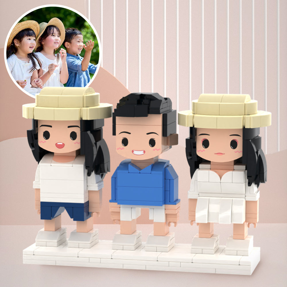 Memorial Gift for Kids 3 People Full Custom Brick Figures Custom Brick Figures Small Particle Block Toys