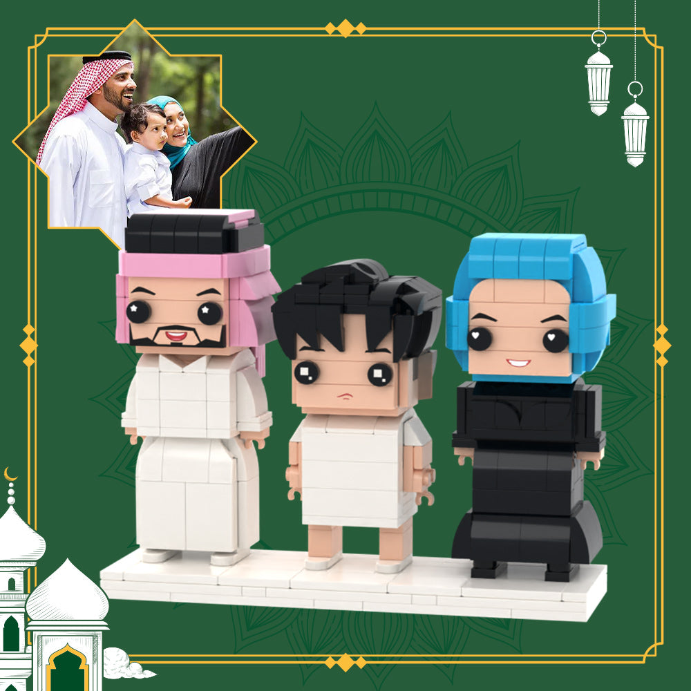 Family Gifts Full Body Customizable 3 People Custom Brick Figures Small Particle Block