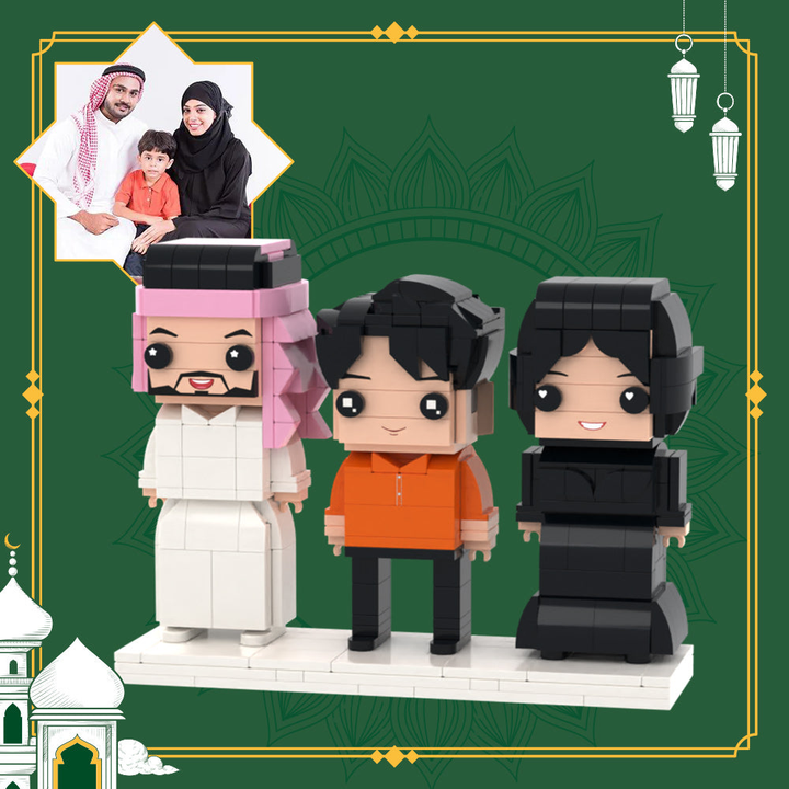 Customized Building Blocks Family Portrait Full Body Customizable 3 People Custom Brick Figures Small Particle Block