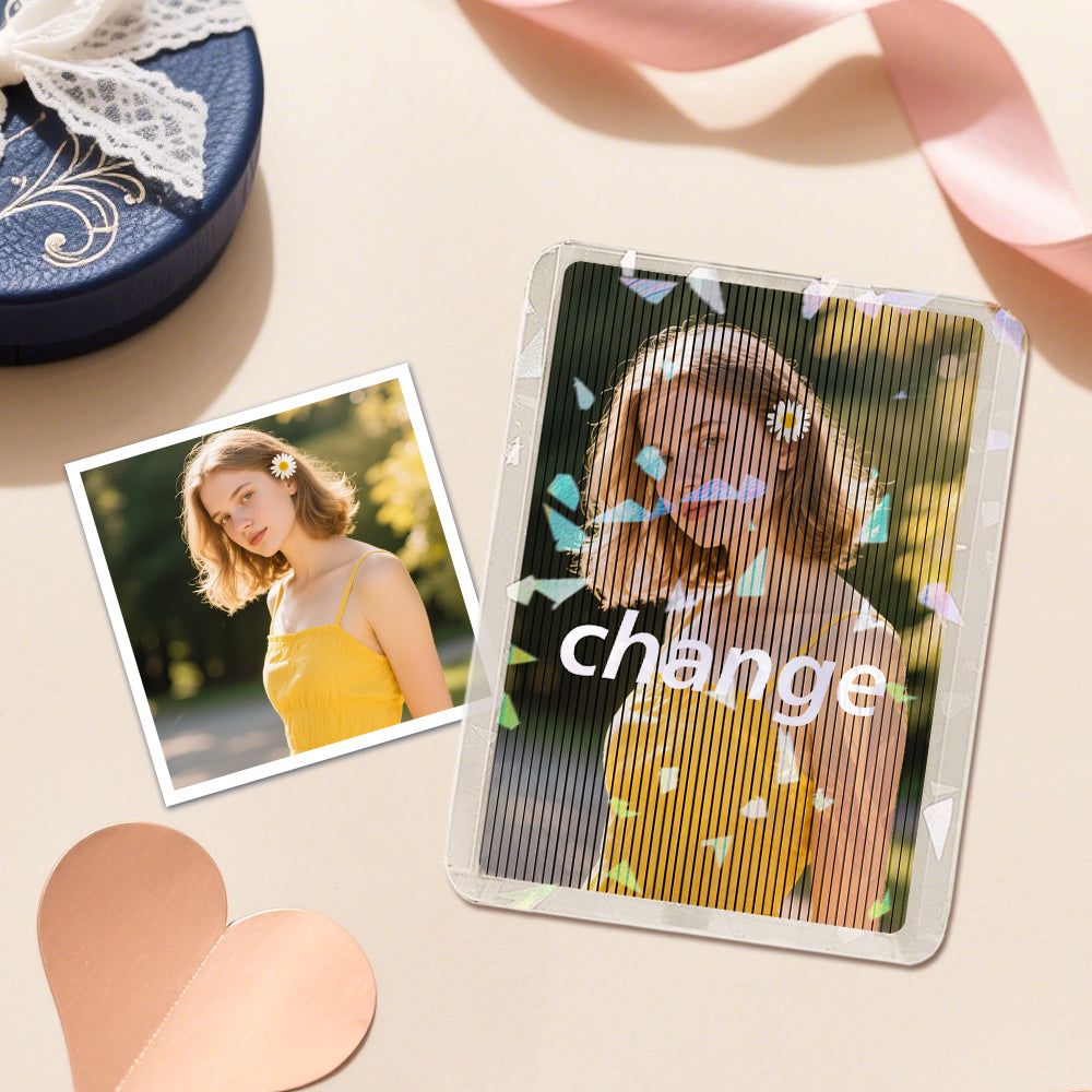 Custom Photo & Text Anime-Style Lenticular Double-Sided Game Card Personalized Birthday Gift