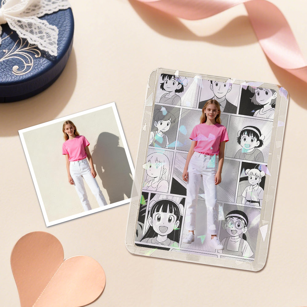 Custom Real Photo + Anime Double-Sided Game Card Personalized Birthday Gift