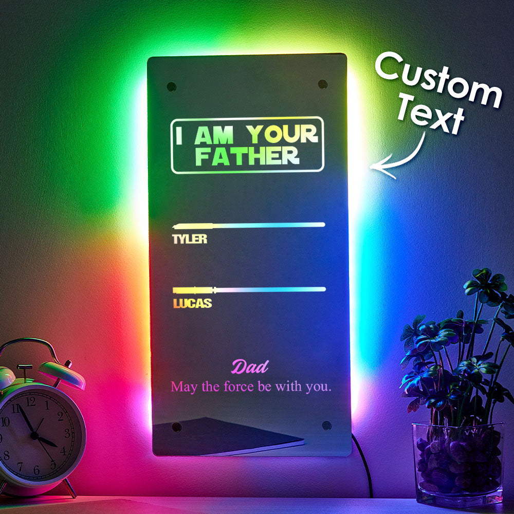 Custom Name Father's Day Hot Sale I Am Their Father Lightsaber Mirror Lamp
