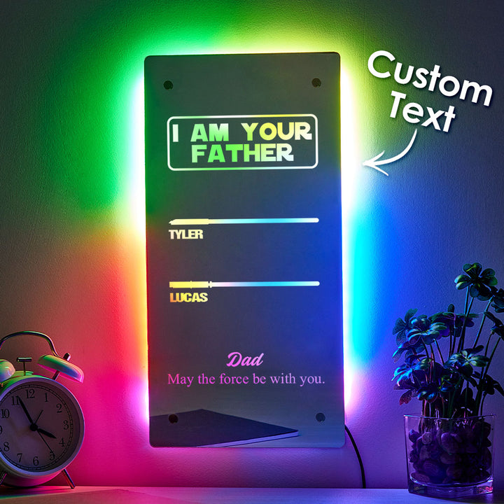 Custom Name Father's Day Hot Sale I Am Their Father Lightsaber Mirror Lamp
