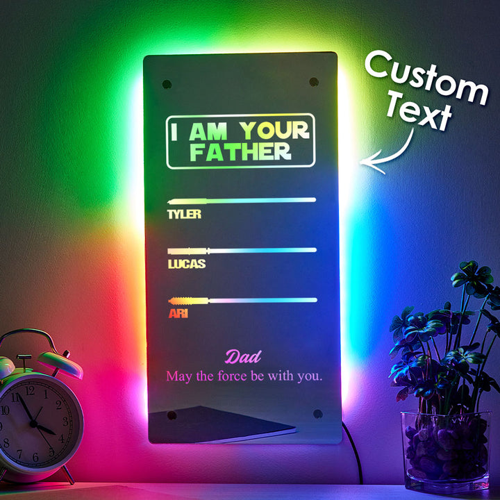 Custom Name Father's Day Hot Sale I Am Your Father Lightsaber Mirror Lamp