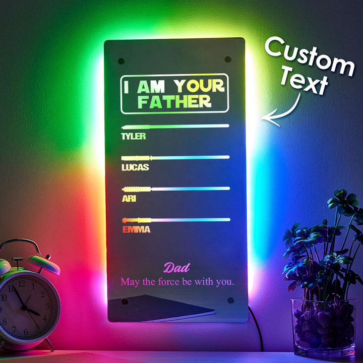 Custom Name Father's Day Hot Sale I Am Their Father Lightsaber Mirror Lamp