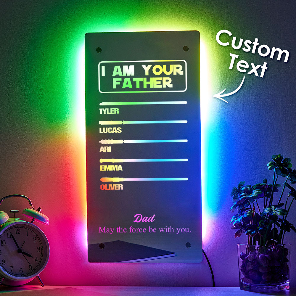 Custom Name Father's Day Hot Sale I Am Your Father Lightsaber Mirror Lamp