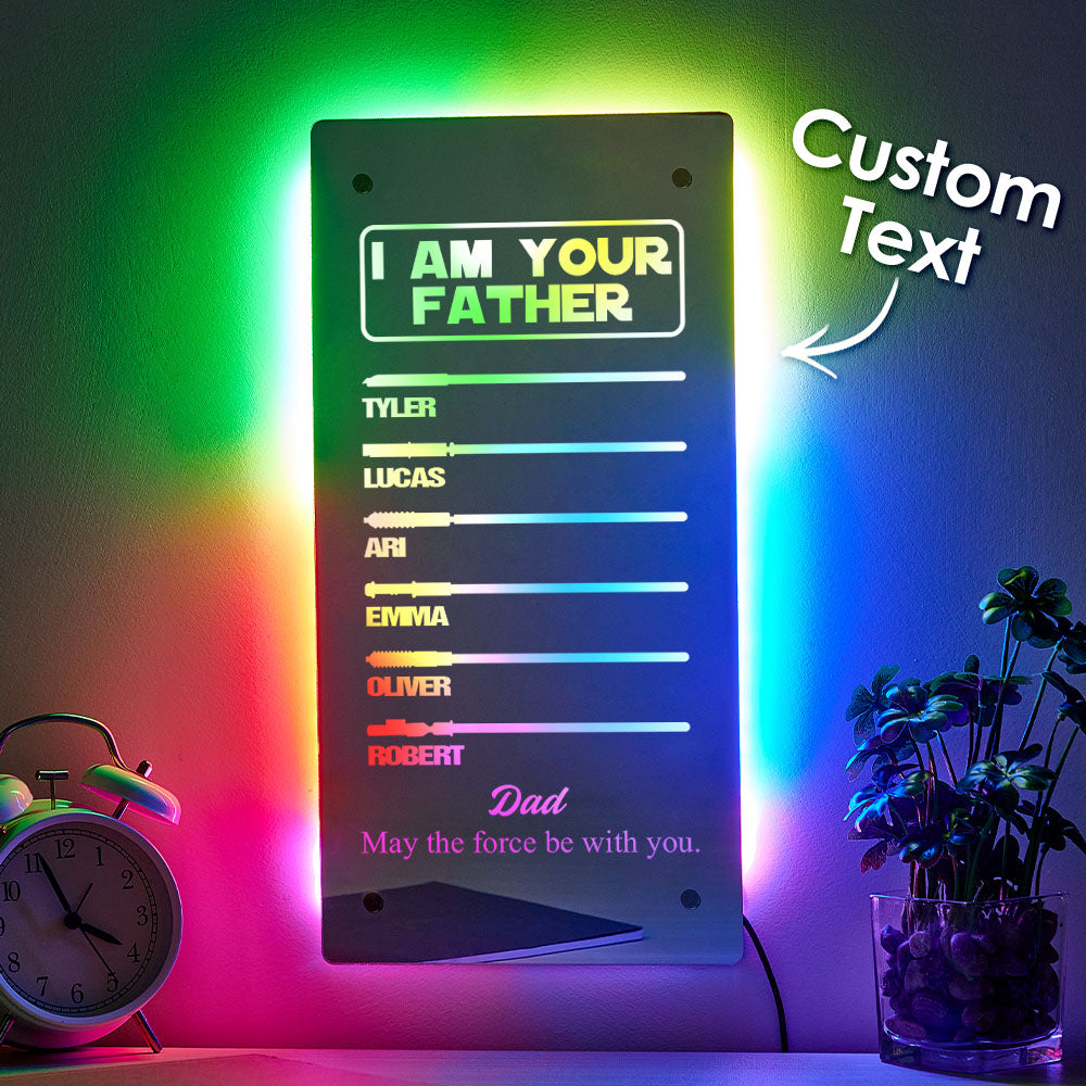 Custom Name Father's Day Hot Sale I Am Their Father Lightsaber Mirror Lamp