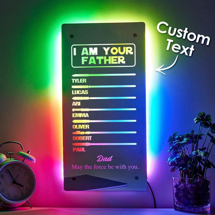 Custom Name Father's Day Hot Sale I Am Their Father Lightsaber Mirror Lamp