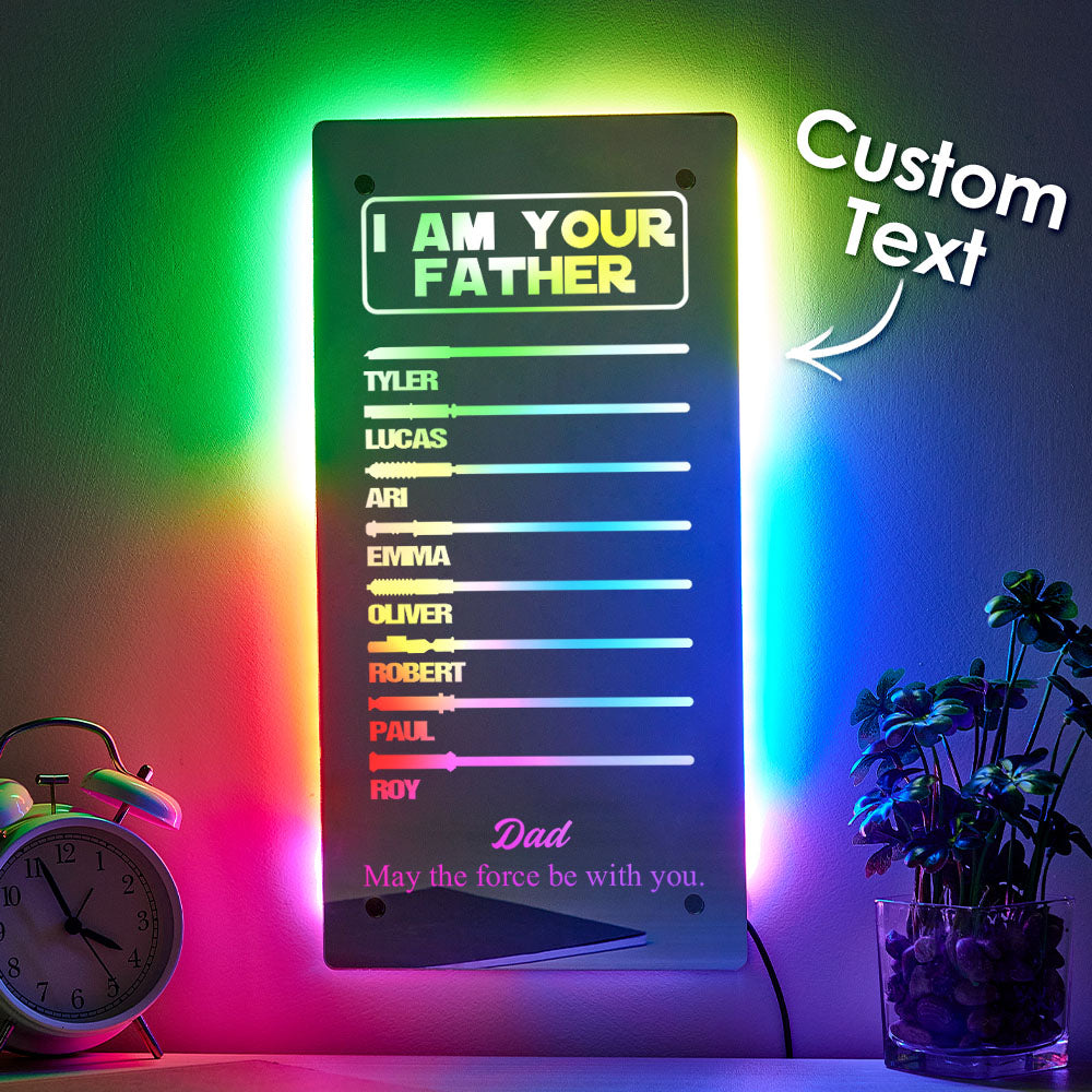 Custom Name Father's Day Hot Sale I Am Their Father Lightsaber Mirror Lamp