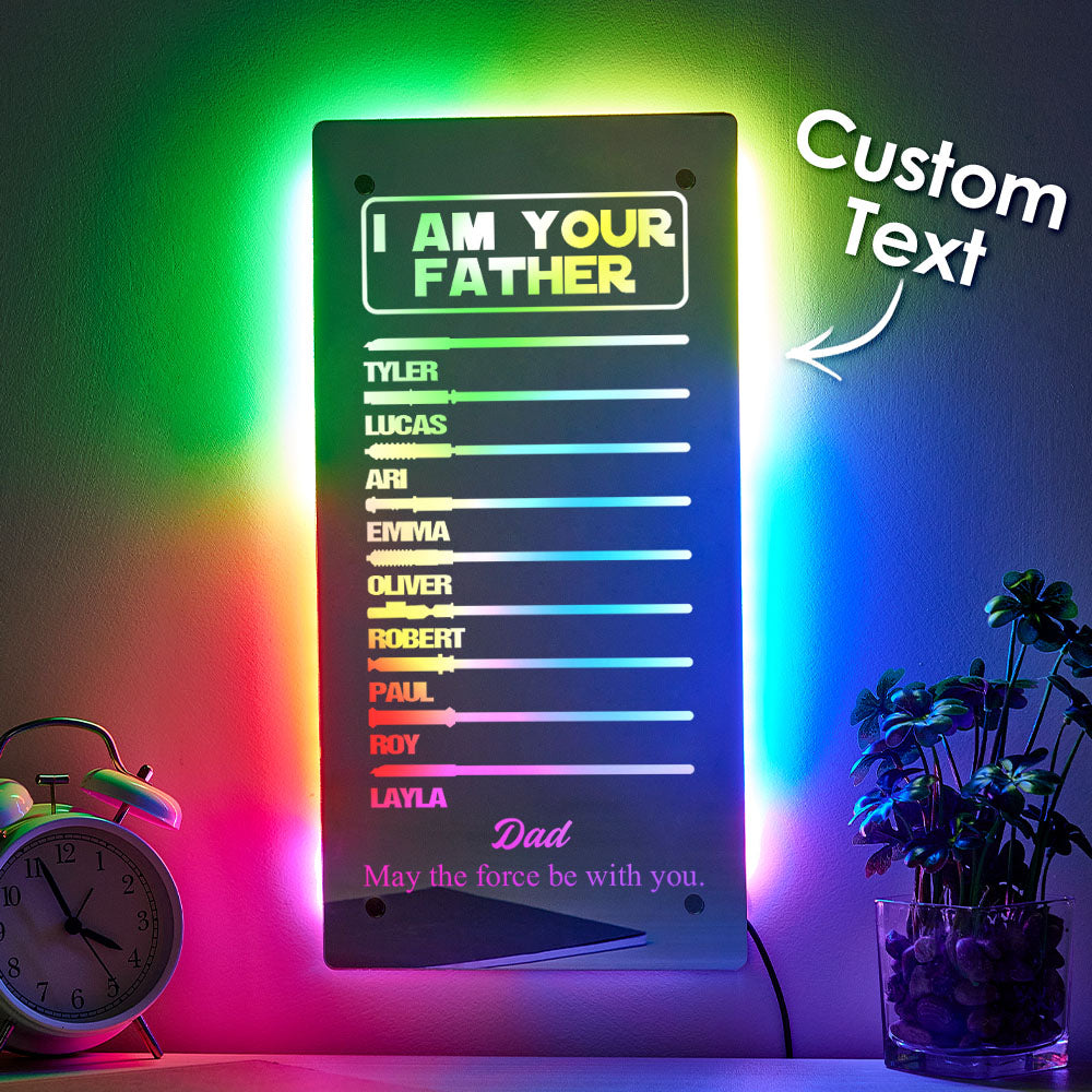 Custom Name Father's Day Hot Sale I Am Your Father Lightsaber Mirror Lamp
