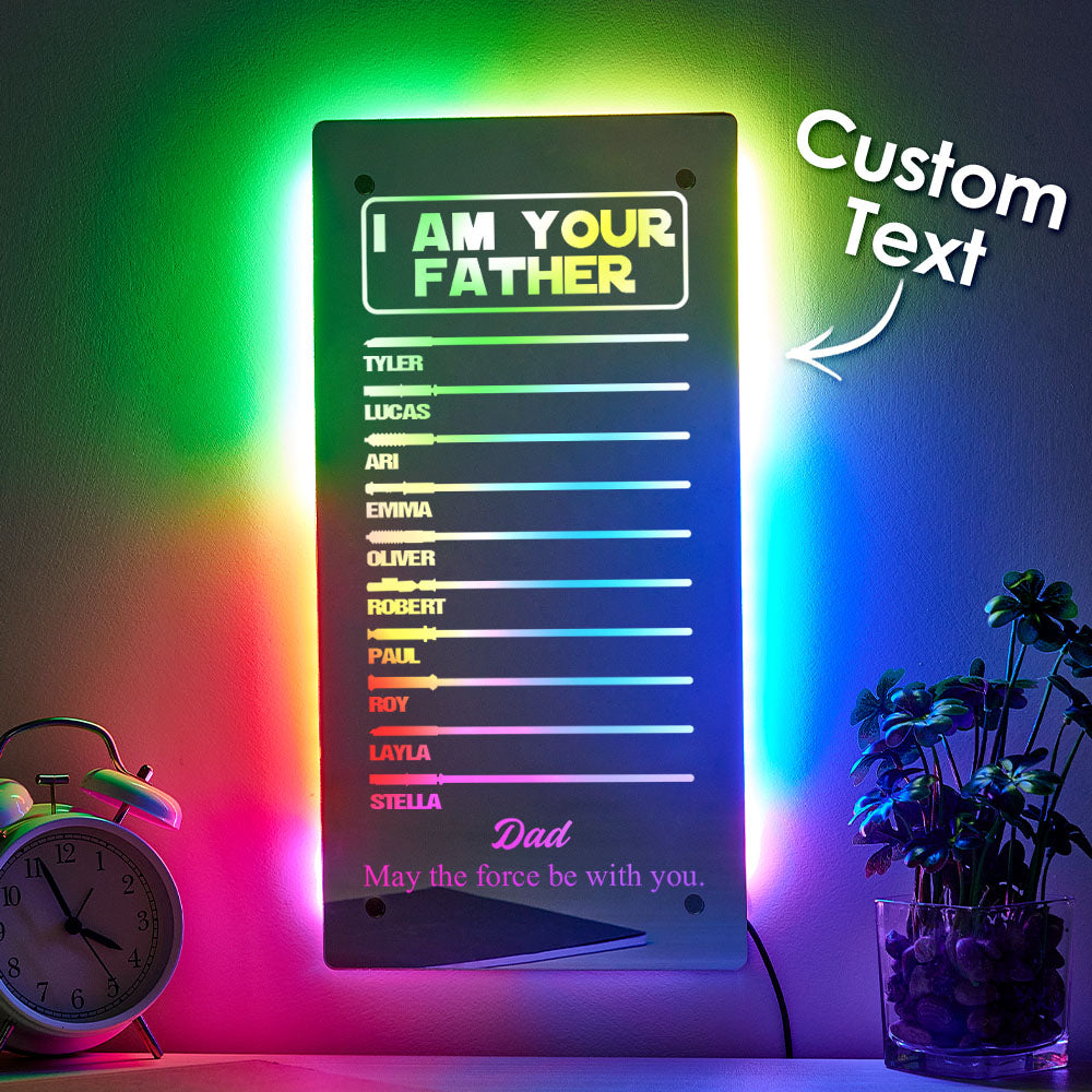 Custom Name Father's Day Hot Sale I Am Their Father Lightsaber Mirror Lamp