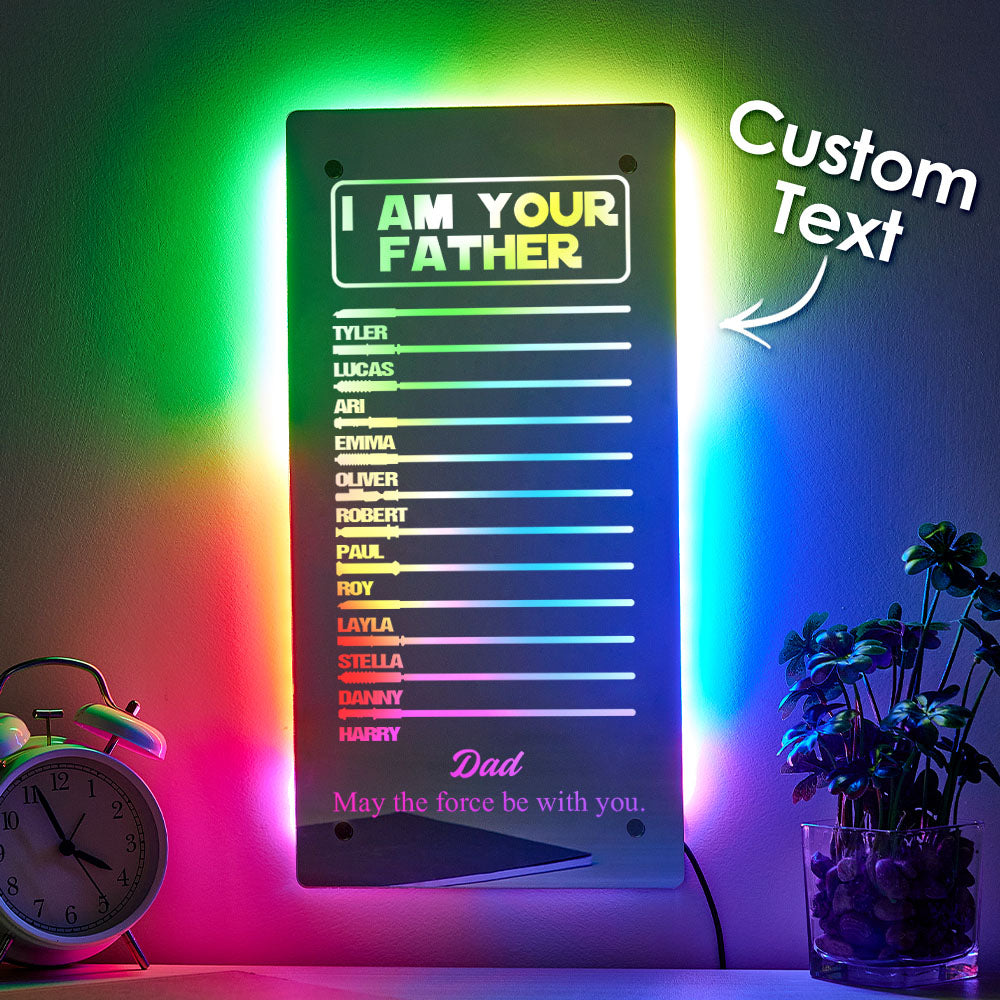 Custom Name Father's Day Hot Sale I Am Their Father Lightsaber Mirror Lamp