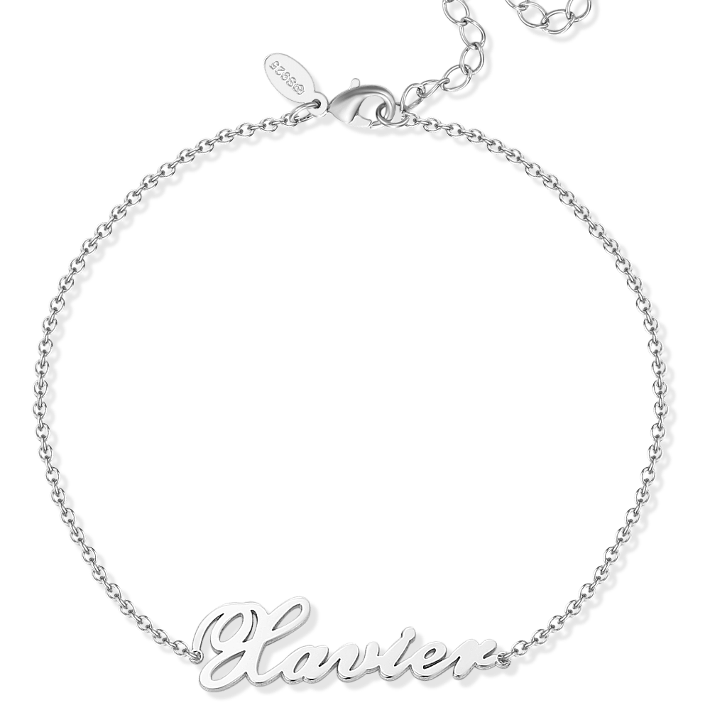 Personalized Name Anklet Sterling Silver
