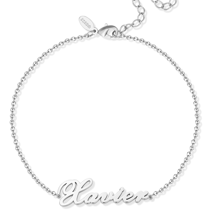 Personalized Name Anklet Sterling Silver
