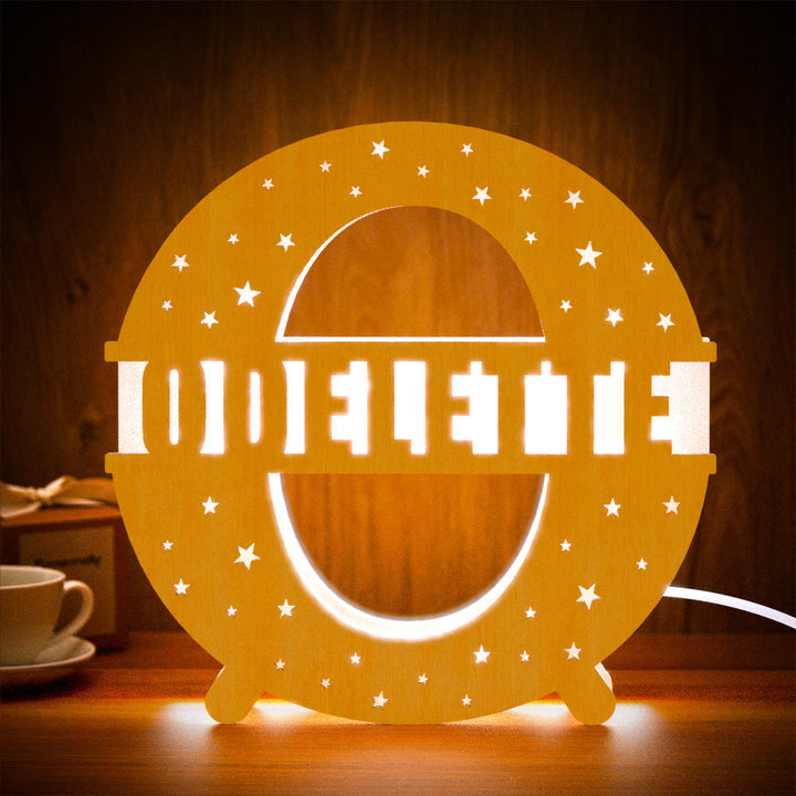 Personalized Initial Name Wooden Night Light Custom Letter Lamp Room Decor