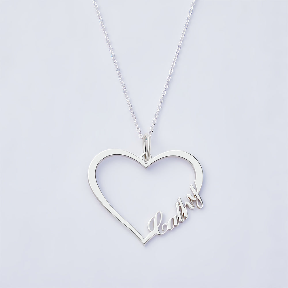 Personalized Heart Name Necklace | 925 Sterling Silver Custom Jewelry