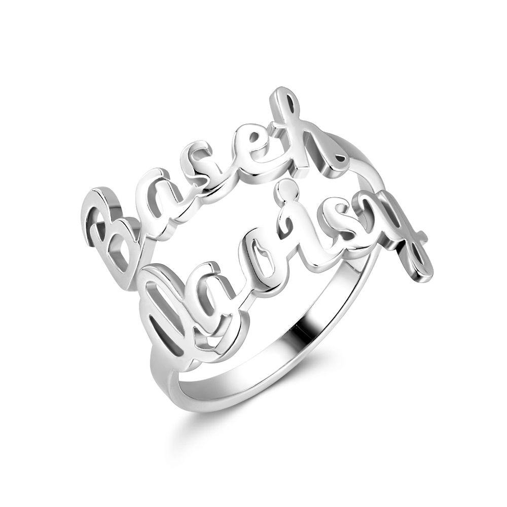 Personalized Two Names Opening Ring 925 Sterling Silver