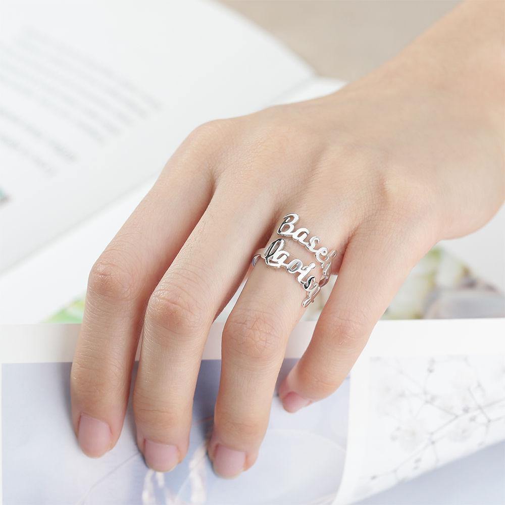 Personalized Two Names Opening Ring 925 Sterling Silver