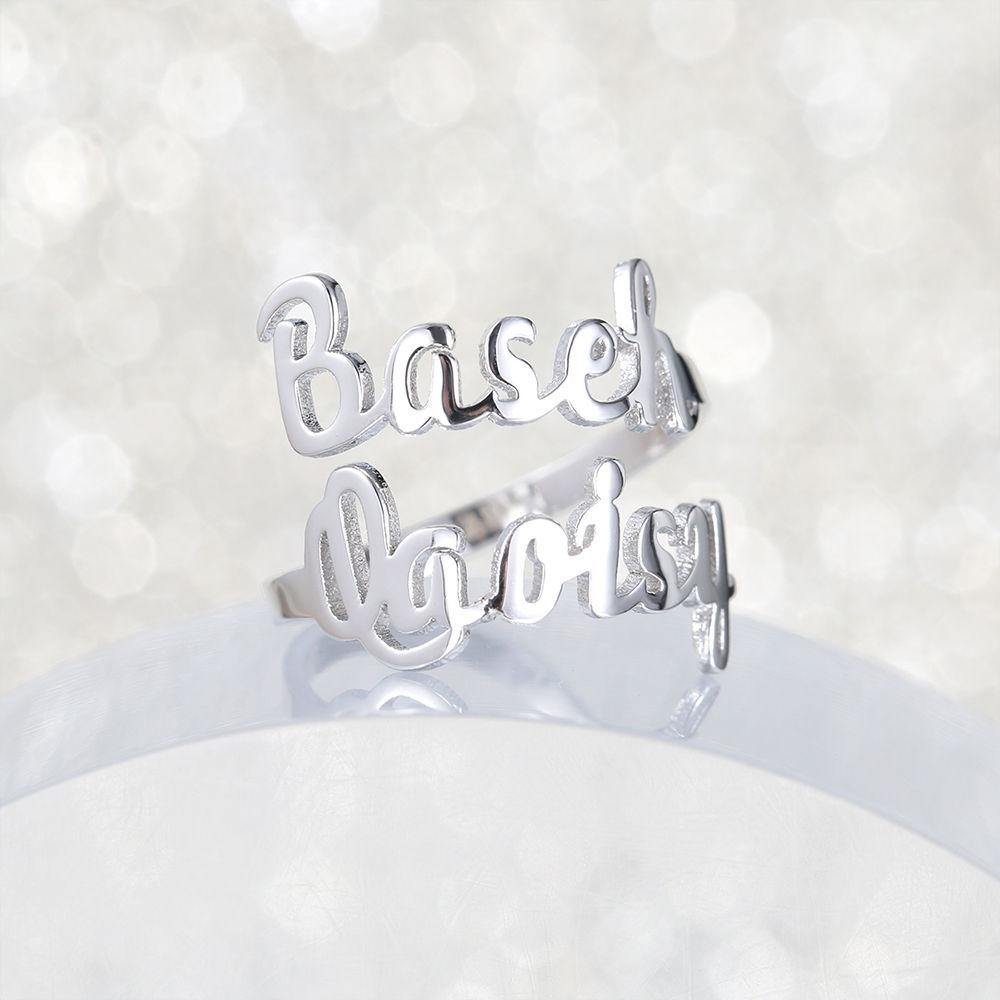 Personalized Two Names Opening Ring 925 Sterling Silver