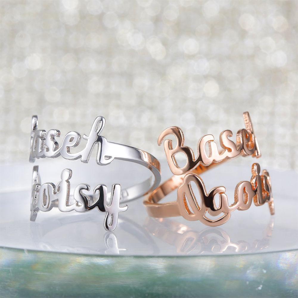 Personalized Two Names Opening Ring 925 Sterling Silver