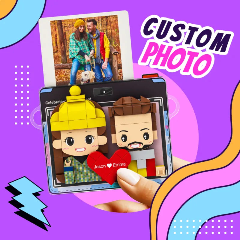 Personalized Brick Figure Fridge Magnets Pink Photo Stickers DIY Gift Fridge Magnets Gifts For Girlfriend Boyfriend Valentines Day