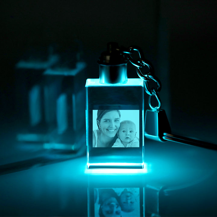 Personalized Photo Rectangle Crystal Keychain With LED Light