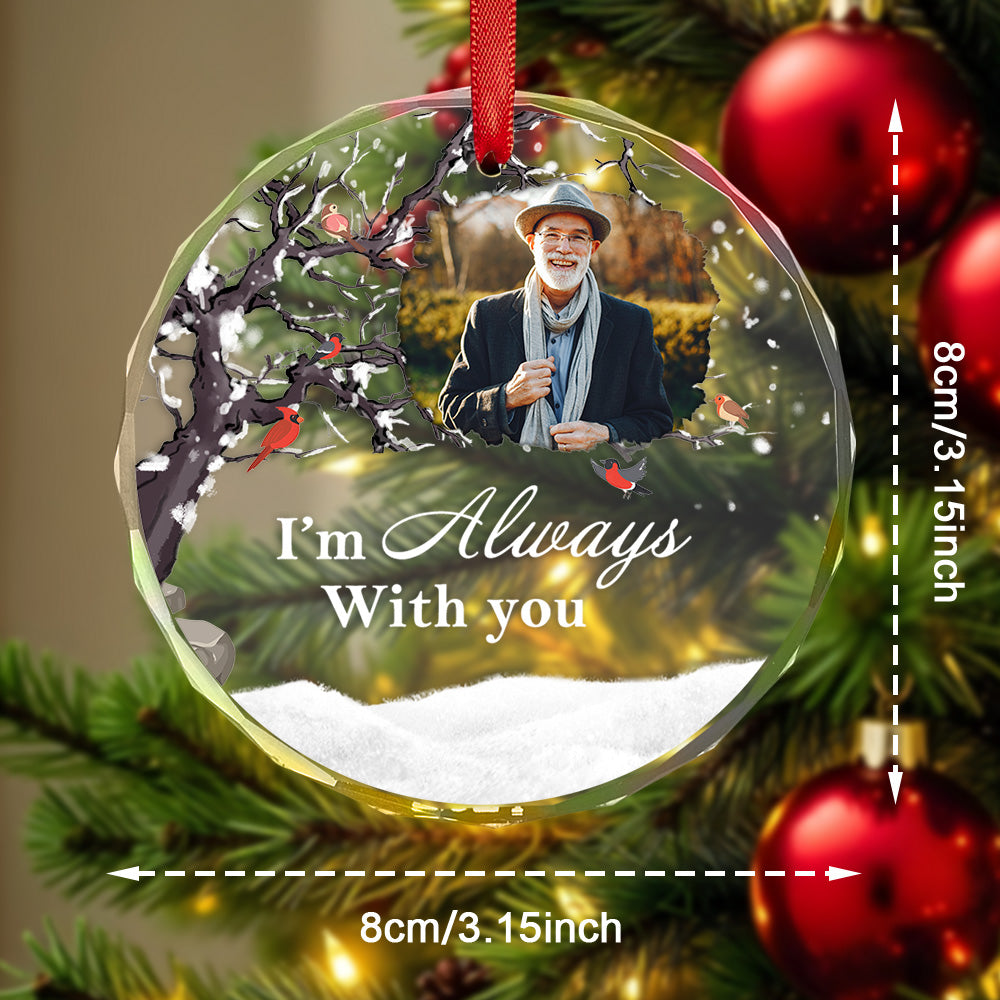 Personalized Photo & Text Glass Christmas Ornament – Custom Holiday Decoration & Memorial Gift