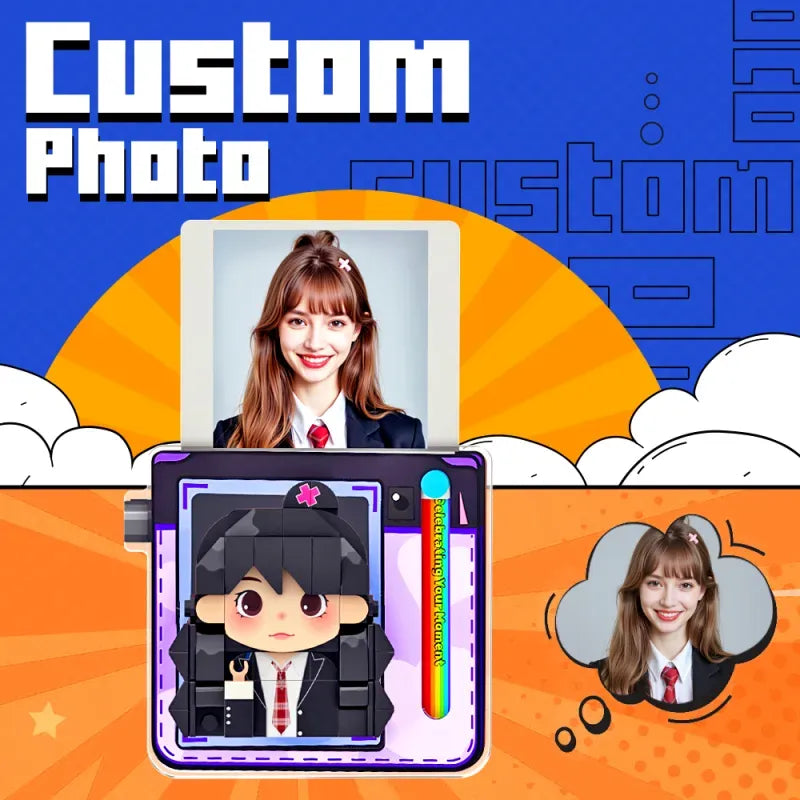 Personalized Brick Figure Fridge Magnets Pink Photo Stickers DIY Gift Fridge Magnets Gifts For Girlfriend Boyfriend Valentines Day