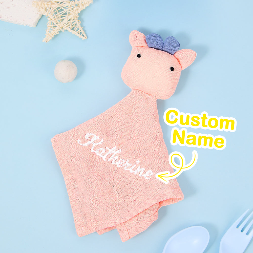 Personalized Soothe Towel Bibs Soft Sleeping Toy Towel with Embroidered Name Gift for Baby