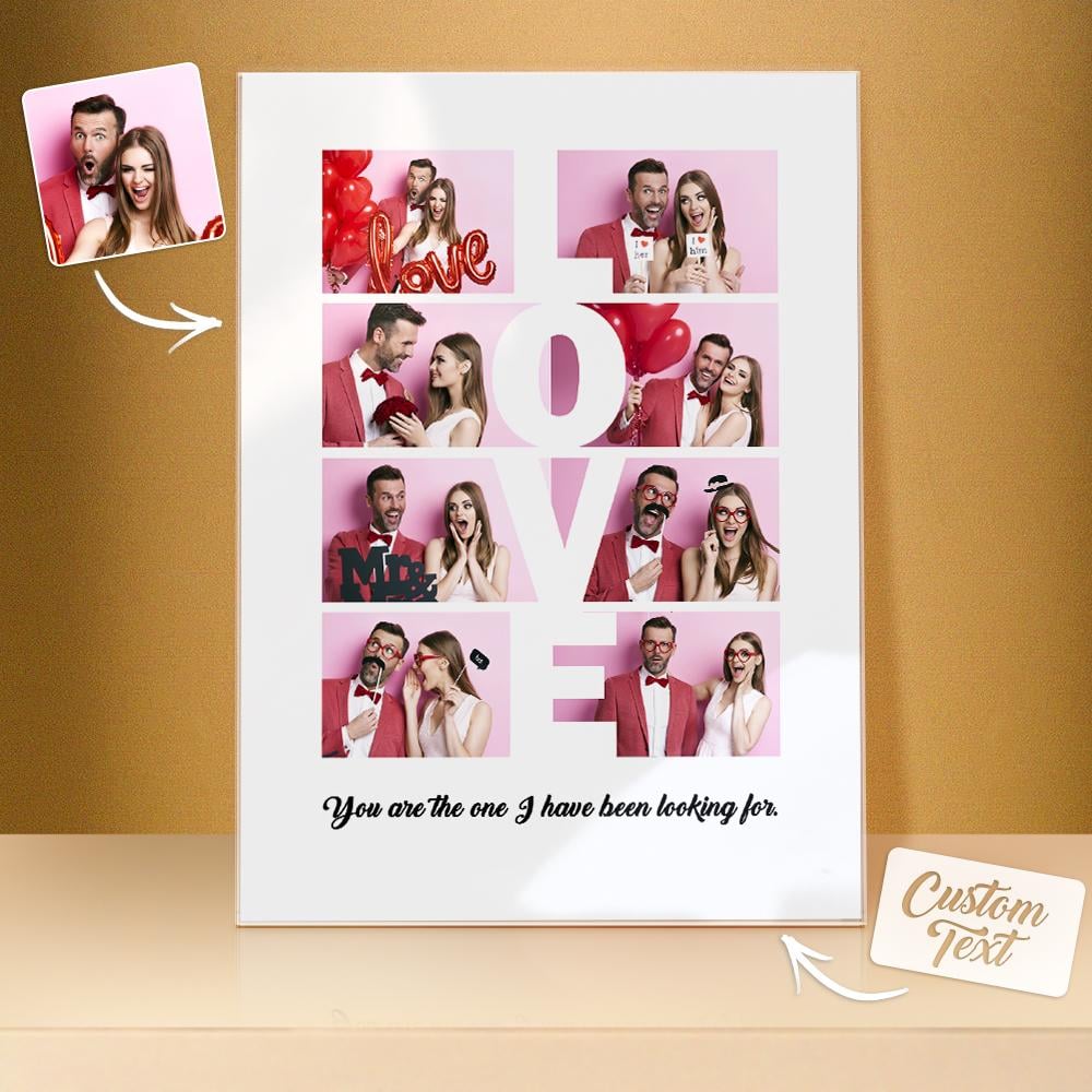 LOVE Custom 8 Photo Lamp Plauqe Romantic Personalized Home Decor