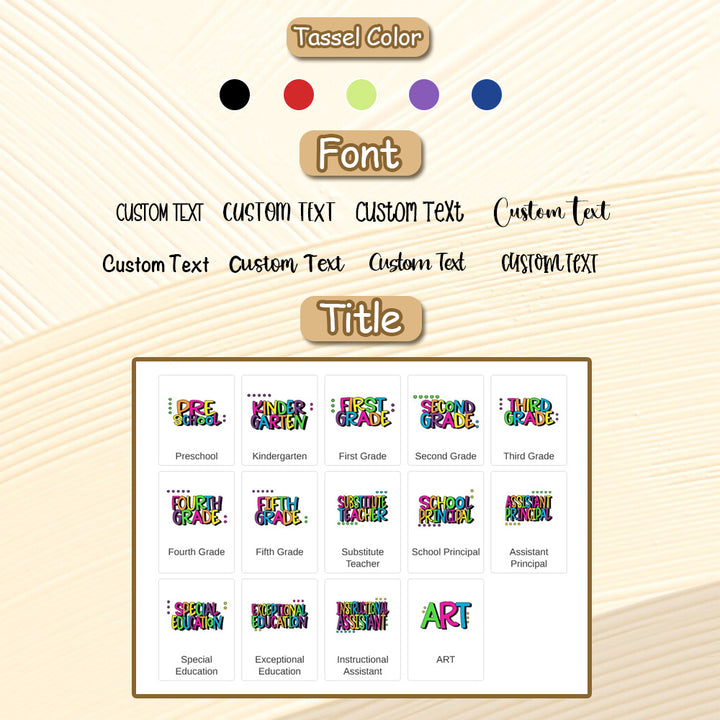 Personalized Glitter Acrylic Beaded Tassel Lanyard with Name Back to School Gift for Teacher