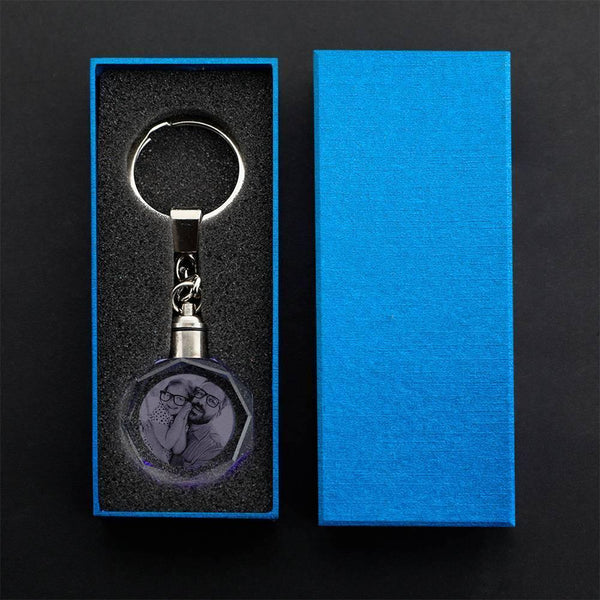 Personalized Photo Octagon Crystal Keychain Couples Gifts