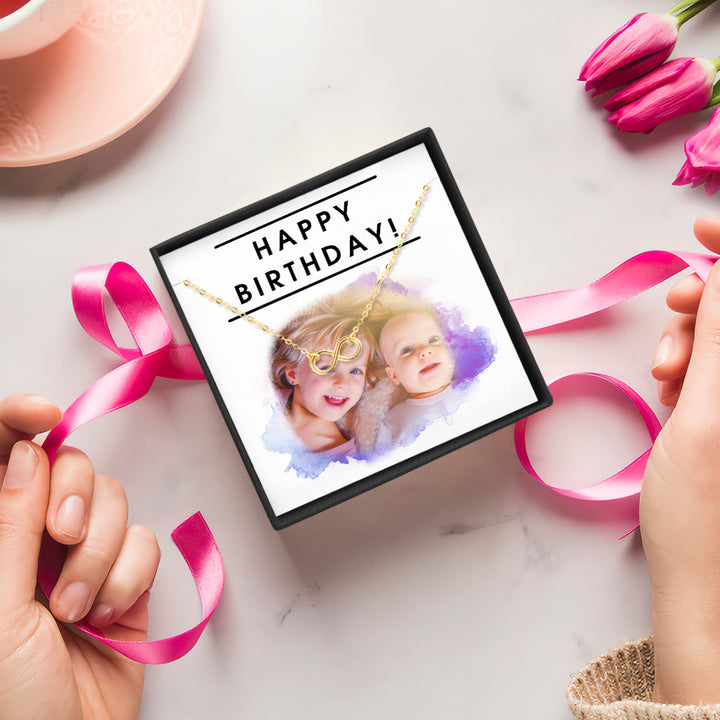 Custom Message Card with Infinity Necklace Best Birthday Gift for Women